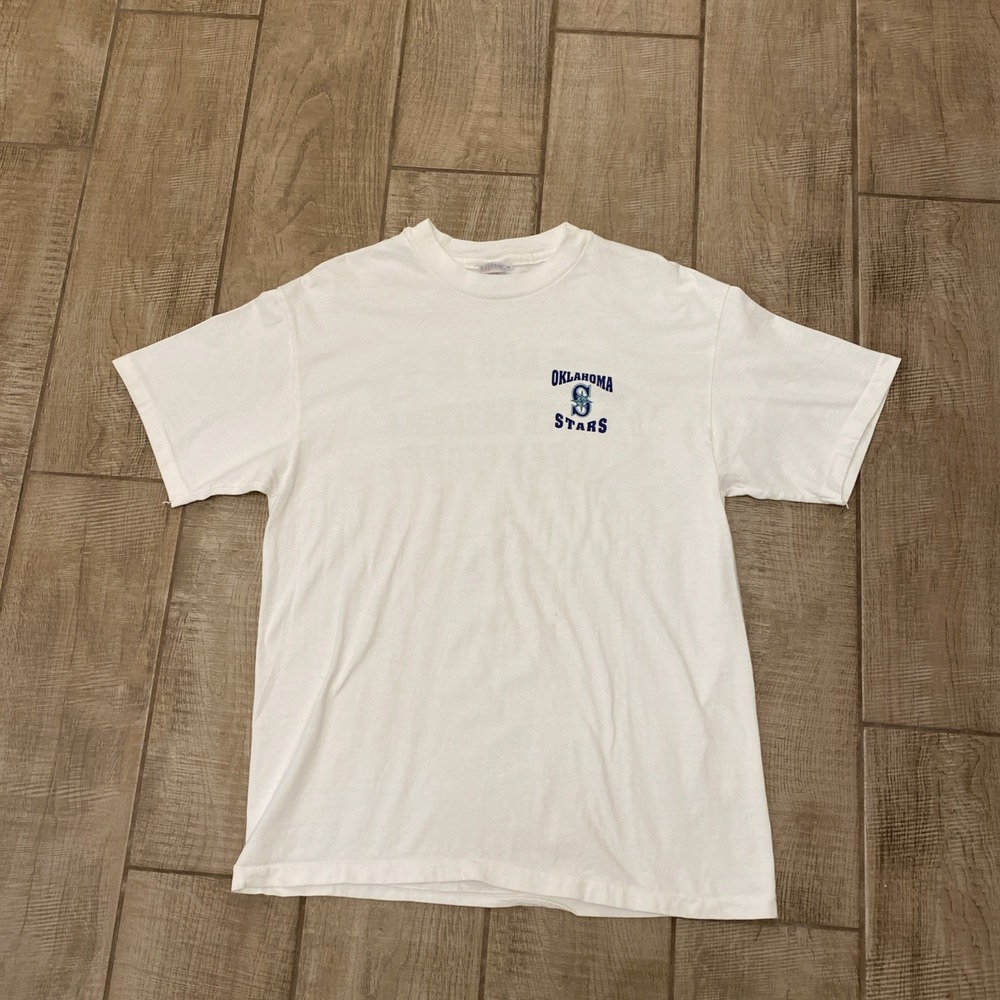 VTG Hanes Beefy-T T-Shirt Men L White USA Made Single Stitch 1995 Baseball Tee